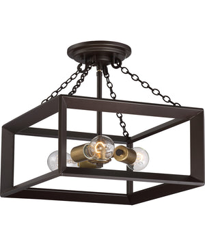 Brook Hall Medium 3-light Semi Flush Mount Western Bronze