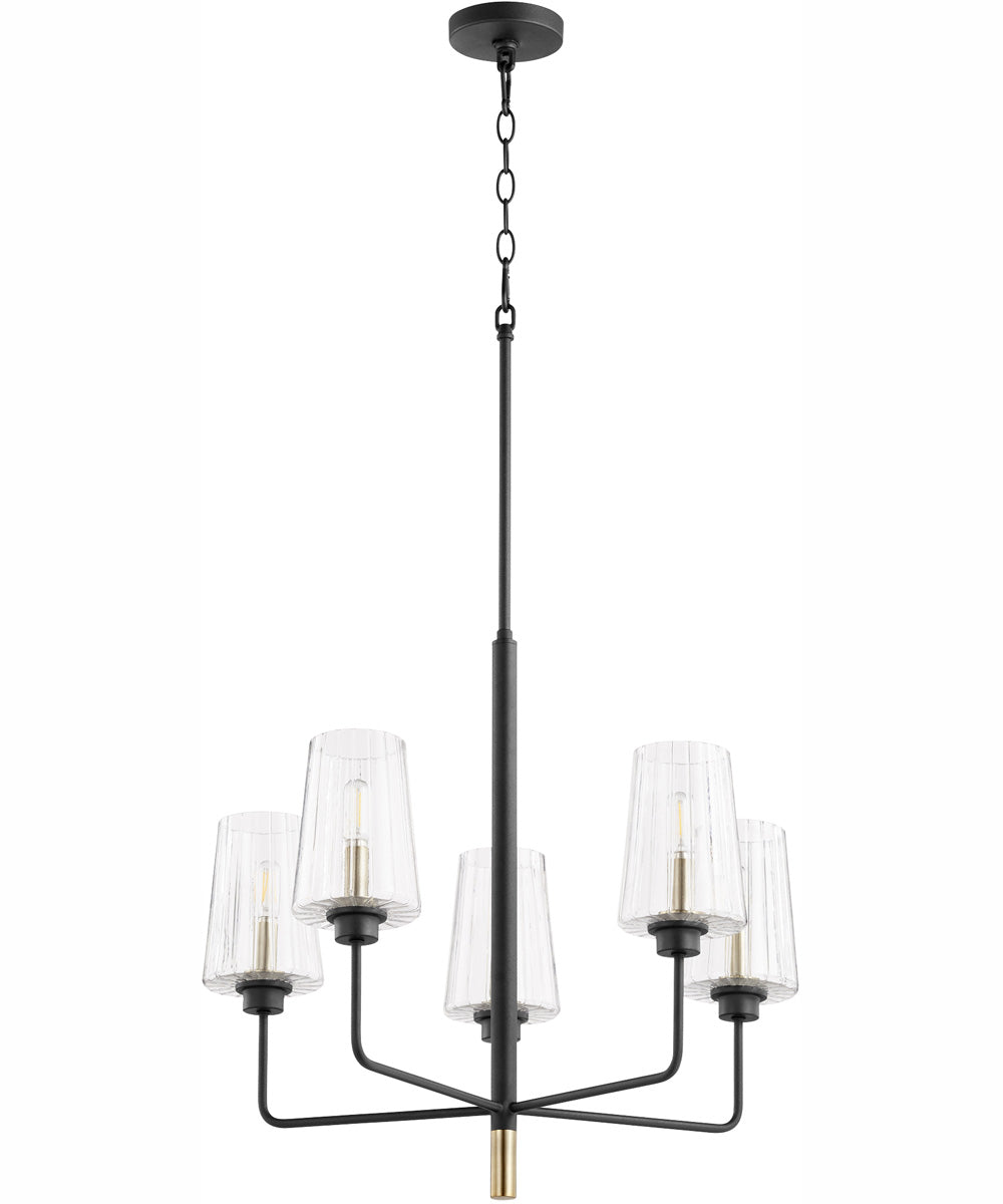 Dalia 5-light Chandelier Textured Black w/ Aged Brass