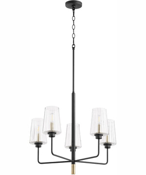 Dalia 5-light Chandelier Textured Black w/ Aged Brass