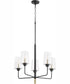 Dalia 5-light Chandelier Textured Black w/ Aged Brass