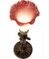 15" High Pink/White Tiffany Pond Lily Nouveau Lady Mini Lamp