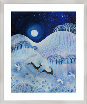 Snowy Peace by Lisa Graa Jensen Wood Framed Wall Art Print (21  W x 25  H), Svelte Silver Frame