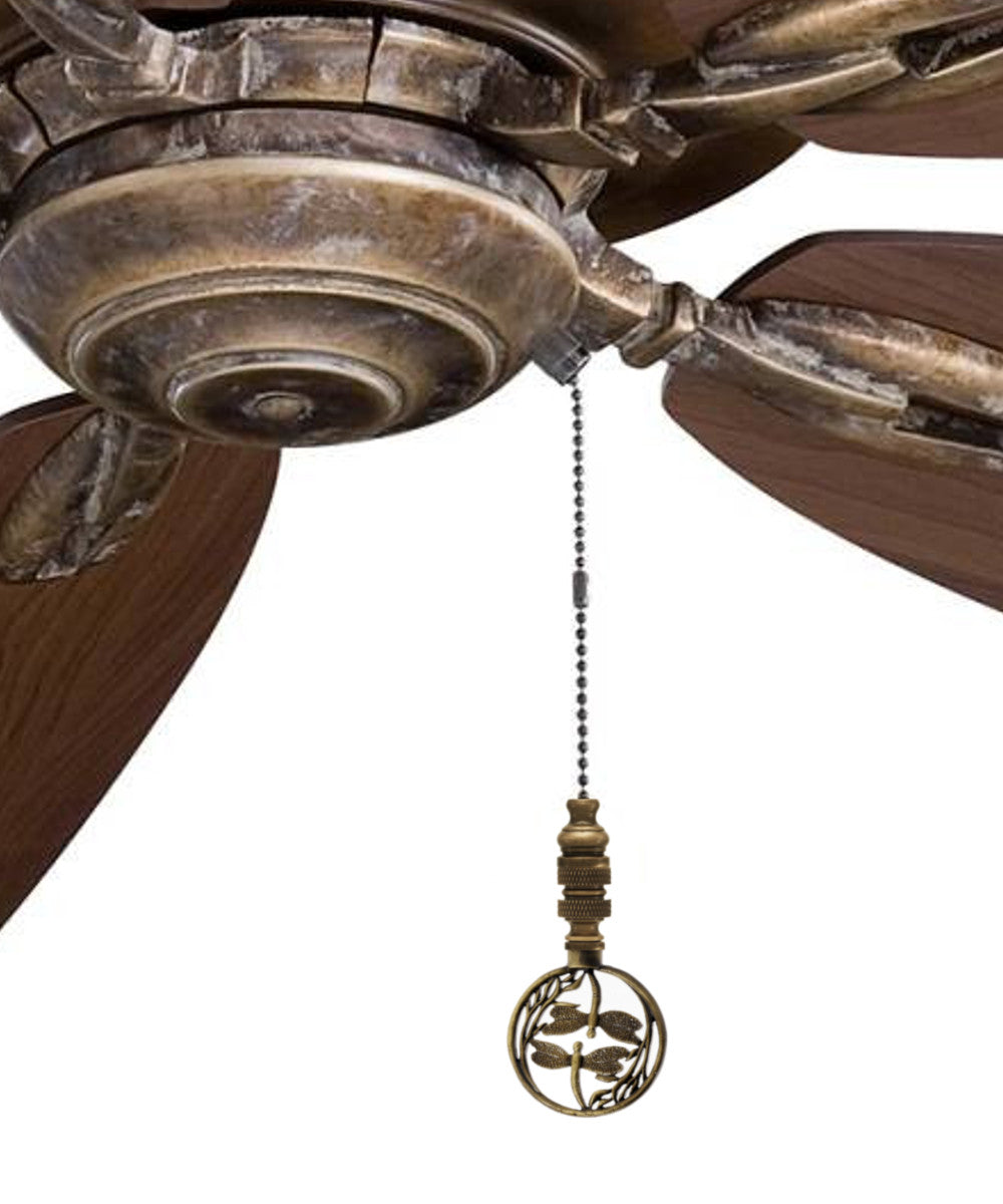 Double Dragonfly Ceiling Fan Pull Antique Brass 2.8"h
