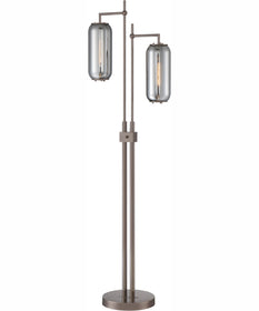 Hagen 2-Light 2-Light Floor Lamp G/Smoke Glass Shade
