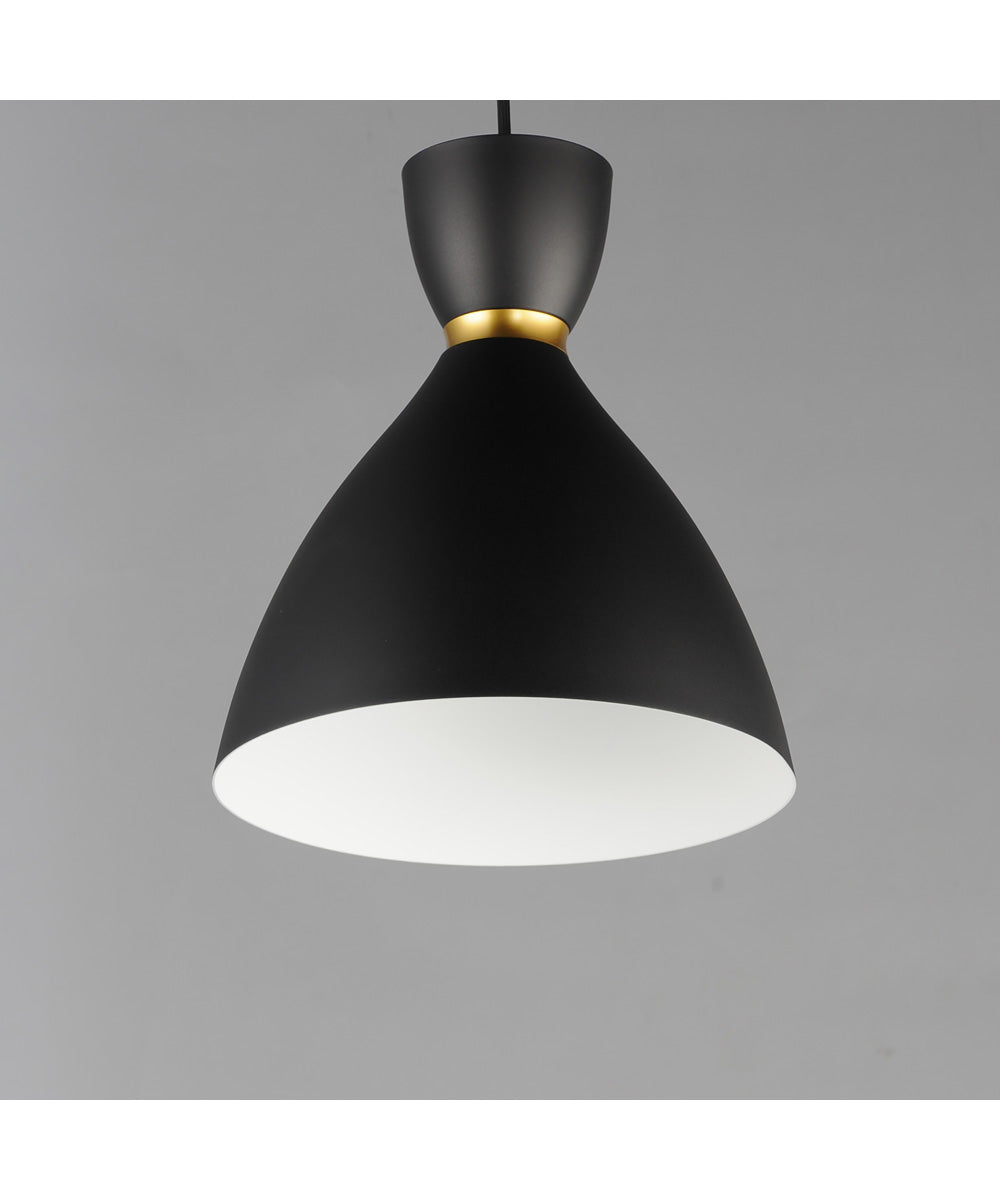 Carillon 11 inch Mini Pendant Black / Satin Brass