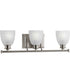 Lucky 3-Light Frosted Prismatic Glass Coastal Bath Vanity Light Brushed Nickel