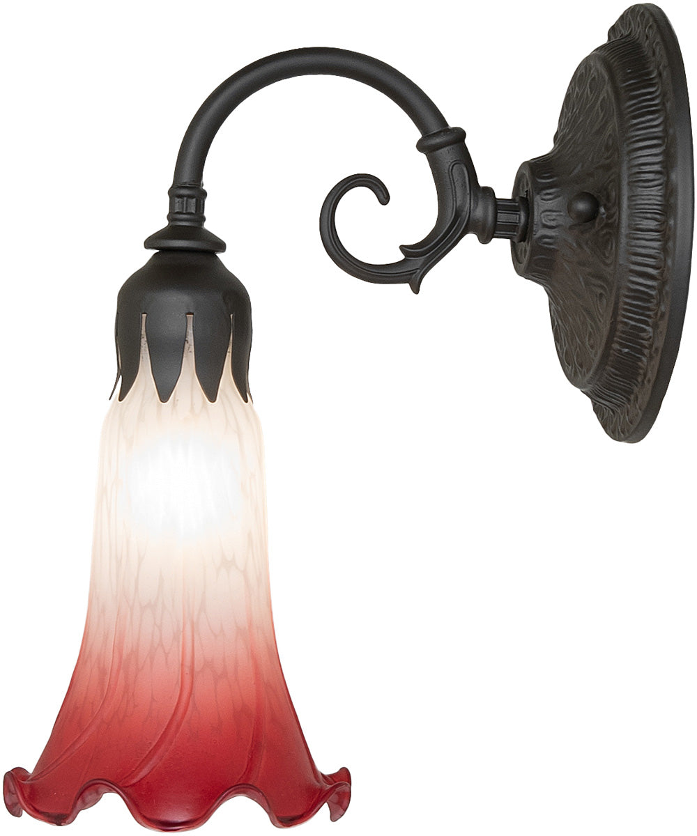 5.5" Wide Pink/White Tiffany Pond Lily Wall Sconce