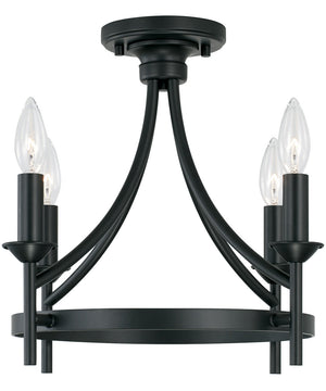 Peyton 4-Light Dual-Mount Semi-Flush/Pendant Mount In Matte Black