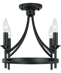 Peyton 4-Light Dual-Mount Semi-Flush/Pendant Mount In Matte Black