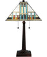 23"H Prairie Peaks  2-Light Tiffany Table Lamp Brown