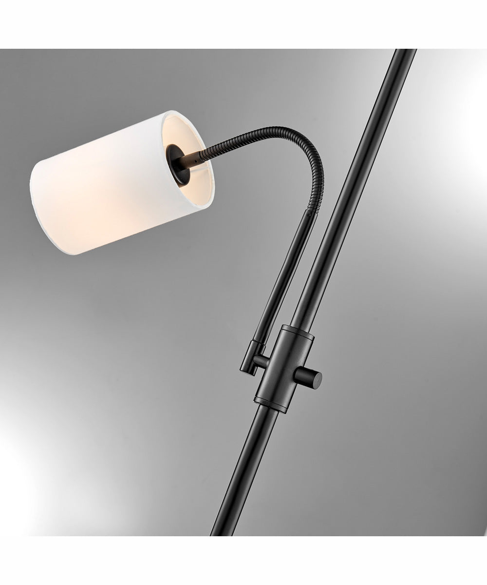 Tayvon 1-Light Floor/Reading Combo Lamp Black/White Fabric Shade