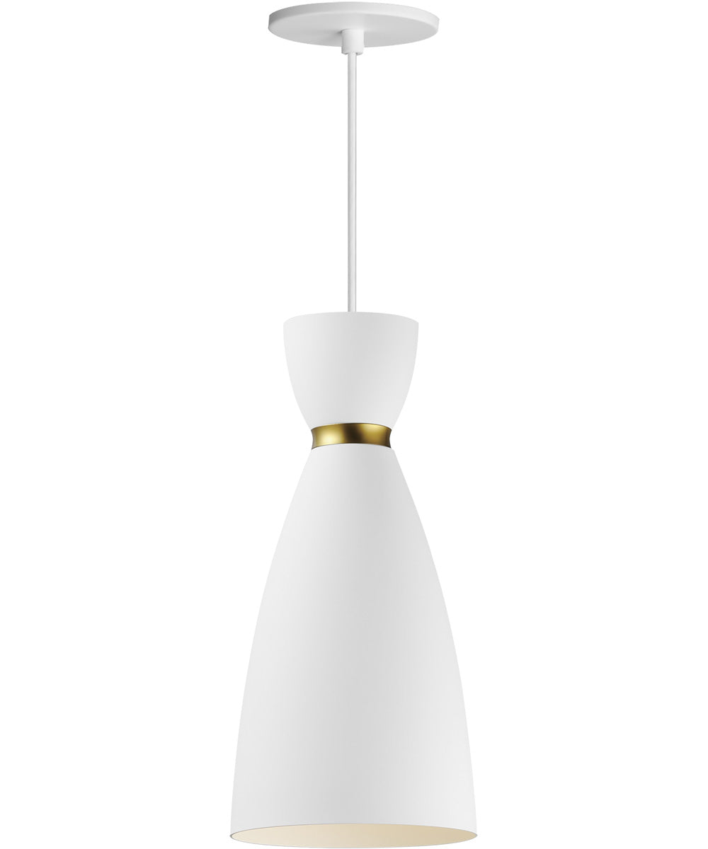 Carillon 1-Light Elongated Mini Pendant White/Satin Brass