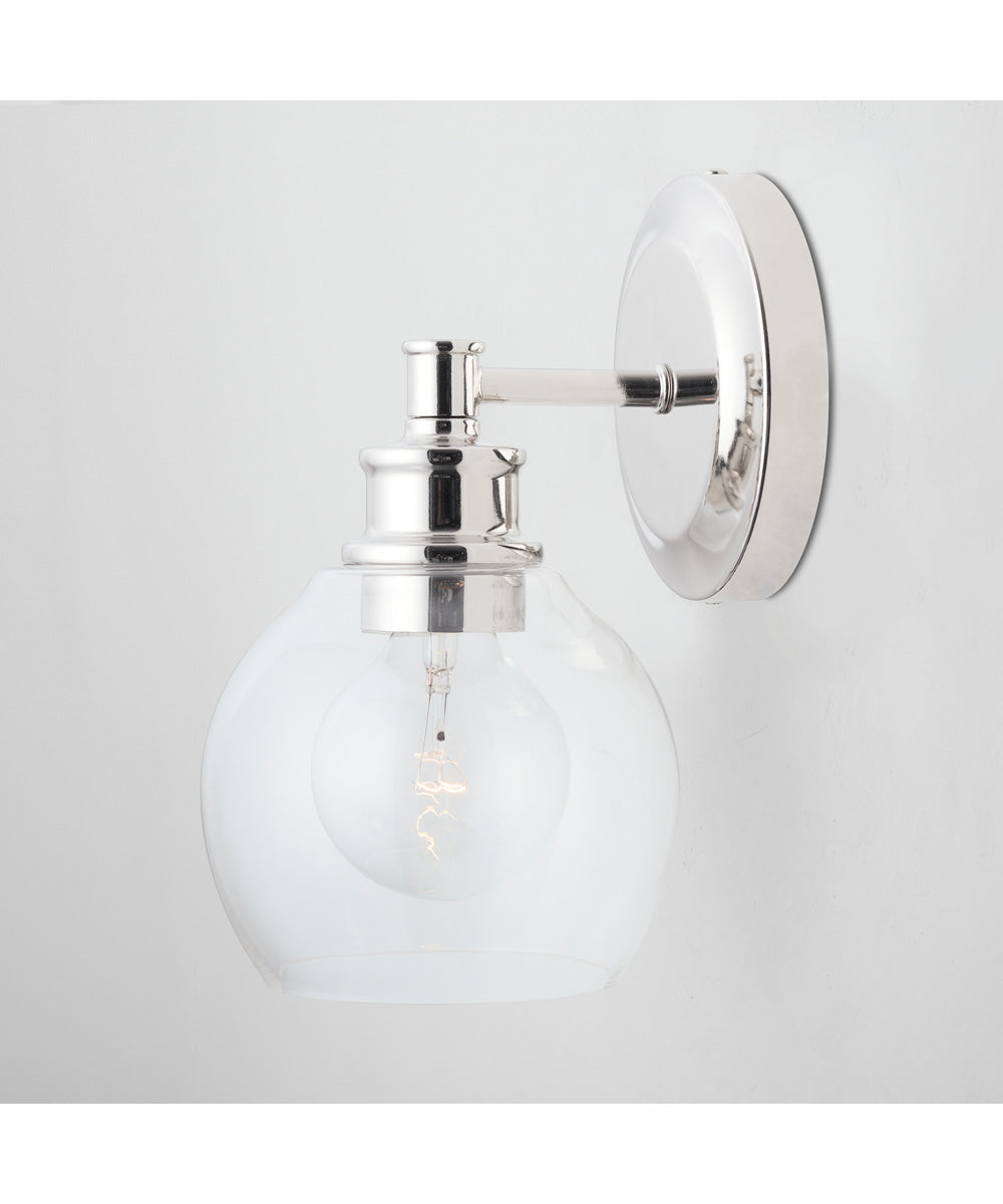 Mid Century 1-Light Sconce Polished Nickel