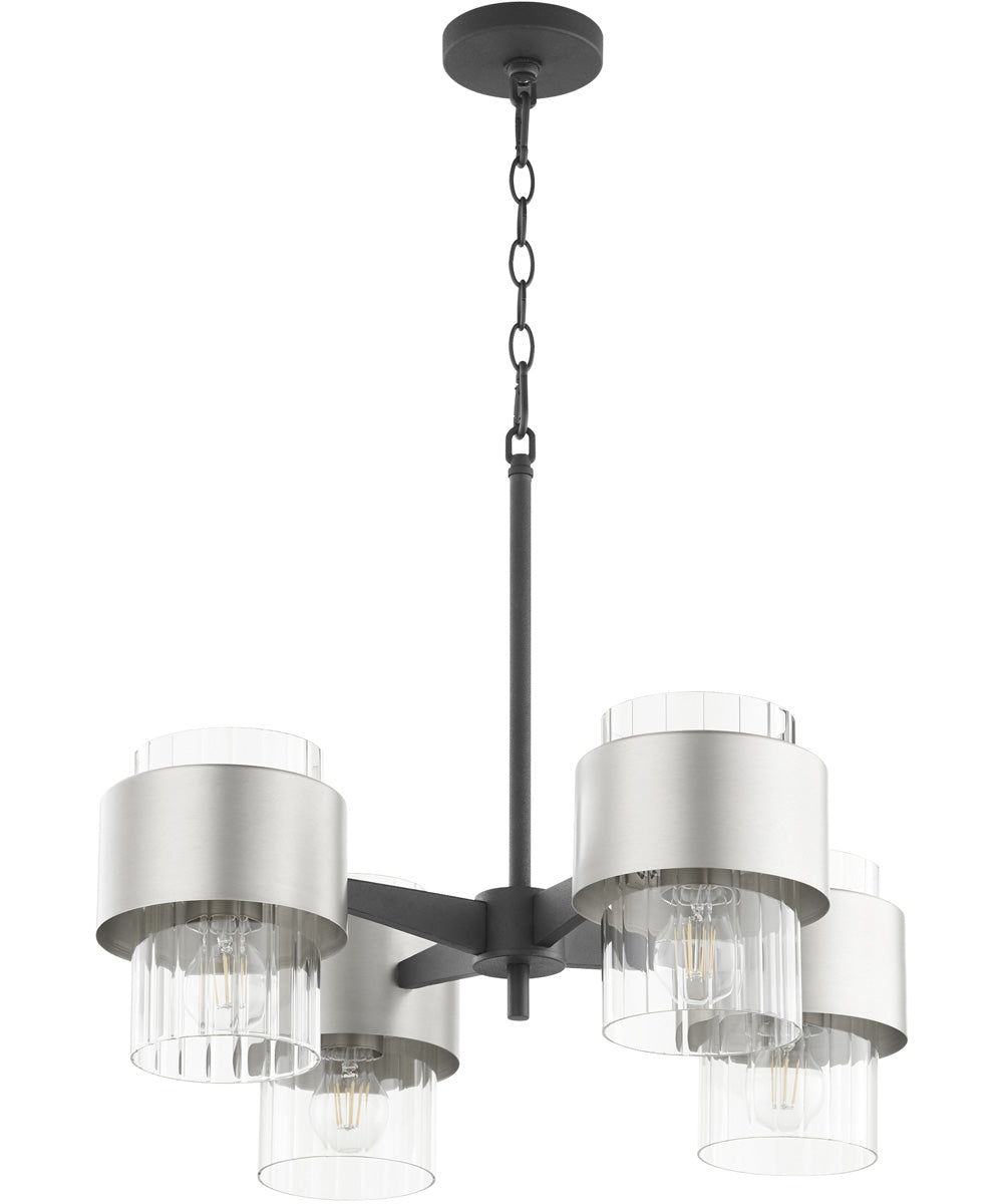 Epsilon 4-light Chandelier Textured Black w/ Satin Nickel