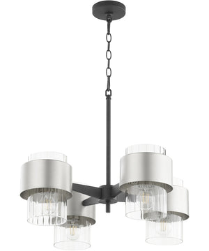Epsilon 4-light Chandelier Textured Black w/ Satin Nickel