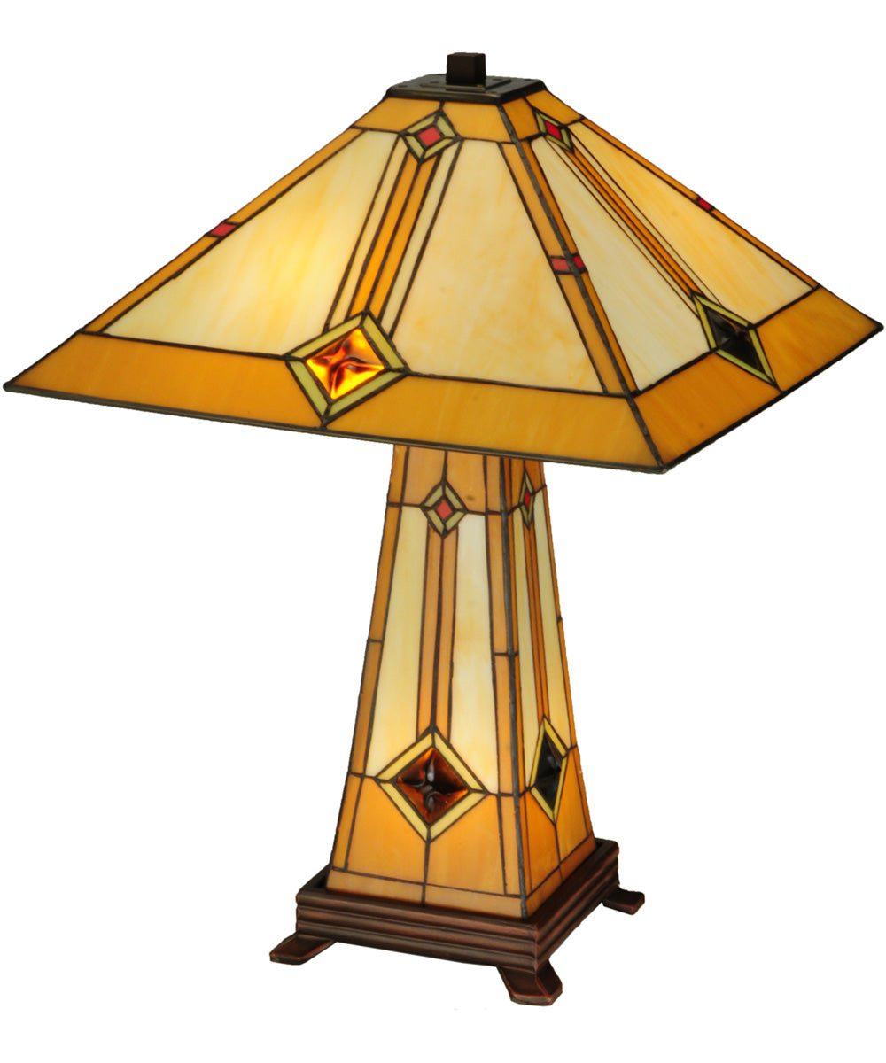 23"H Diamond Mission Lighted Base Table Lamp