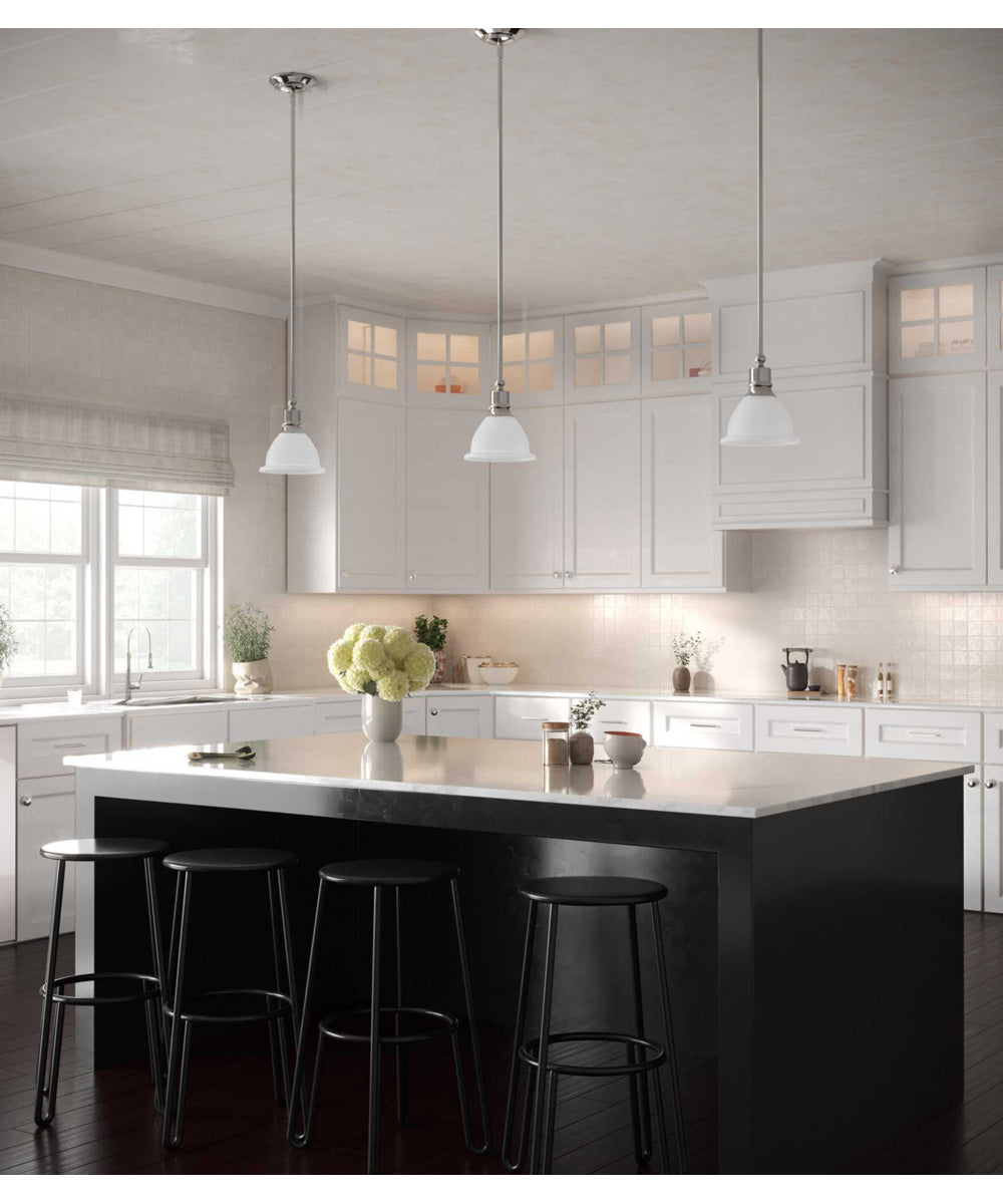 Madison 1-Light Etched Glass Traditional Mini-Pendant Light Brushed Nickel