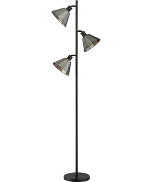 Busson 3-Light 3-Light Floor Lamp Metal Shade/Dark Brown