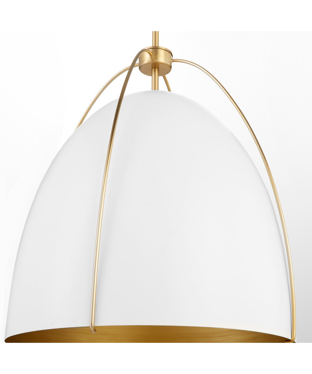 3-light Pendant Studio White w/ Aged Brass