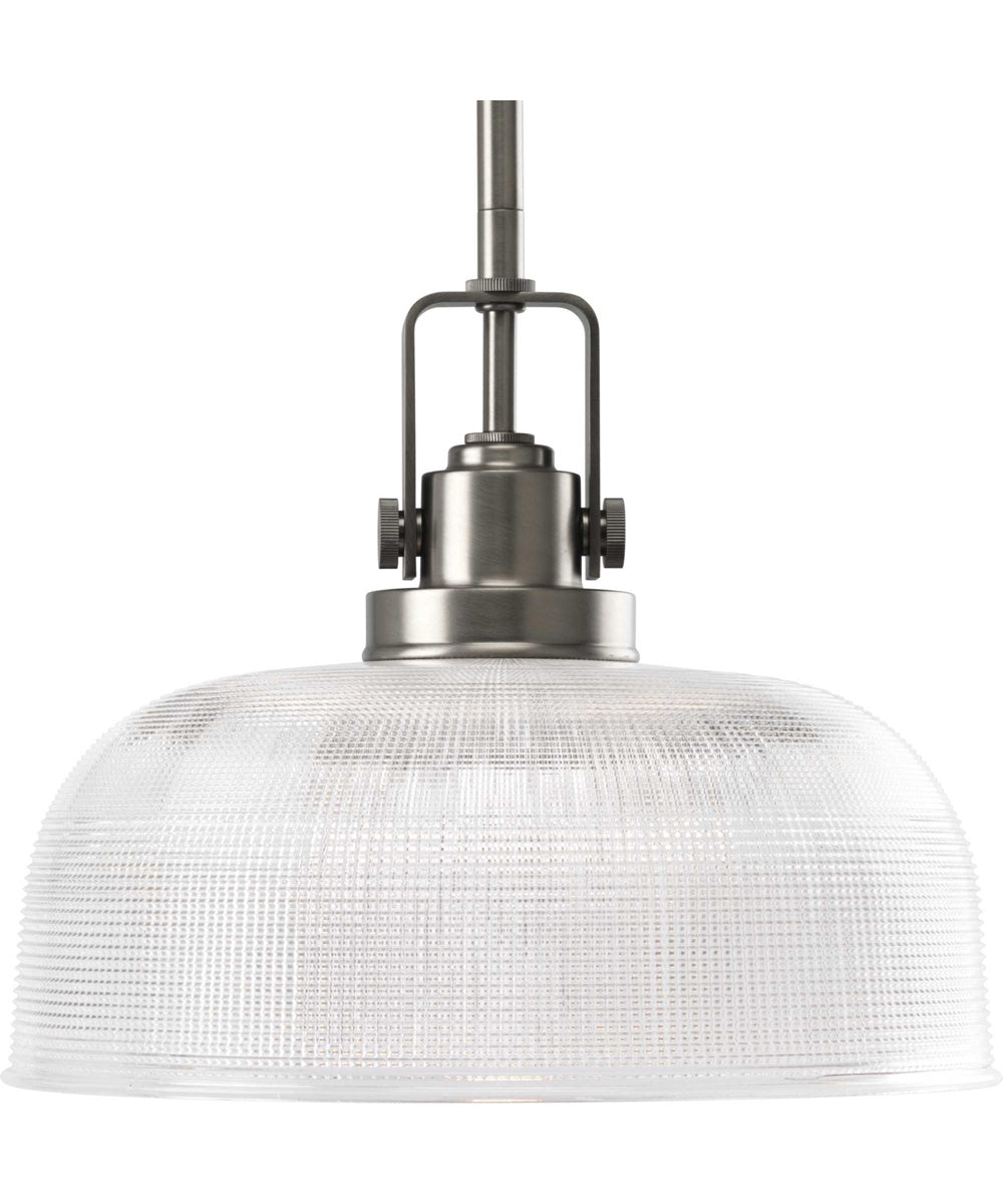 Archie 1-Light Clear Prismatic Glass Coastal Pendant Light Antique Nickel