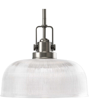 Archie 1-Light Clear Prismatic Glass Coastal Pendant Light Antique Nickel