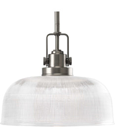 Archie 1-Light Clear Prismatic Glass Coastal Pendant Light Antique Nickel