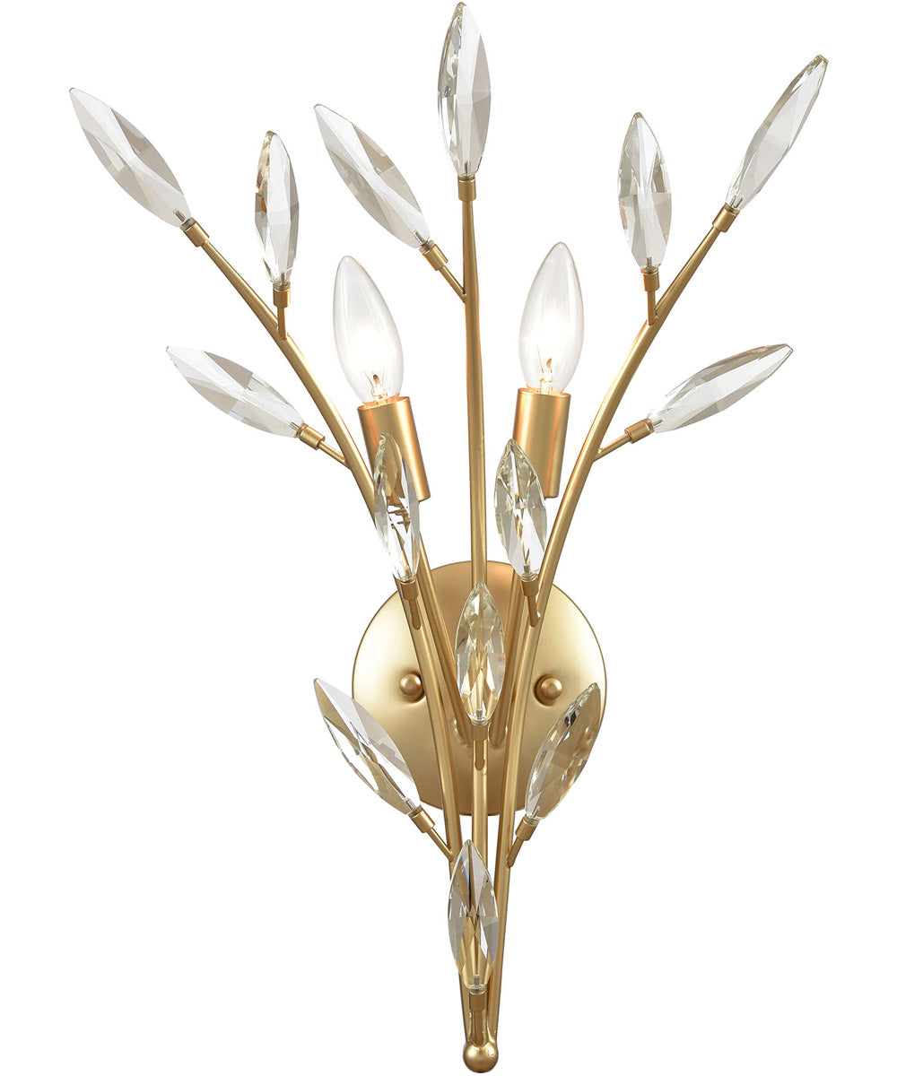 Flora Grace 2-Light Sconce Champagne Gold/Clear Crystal