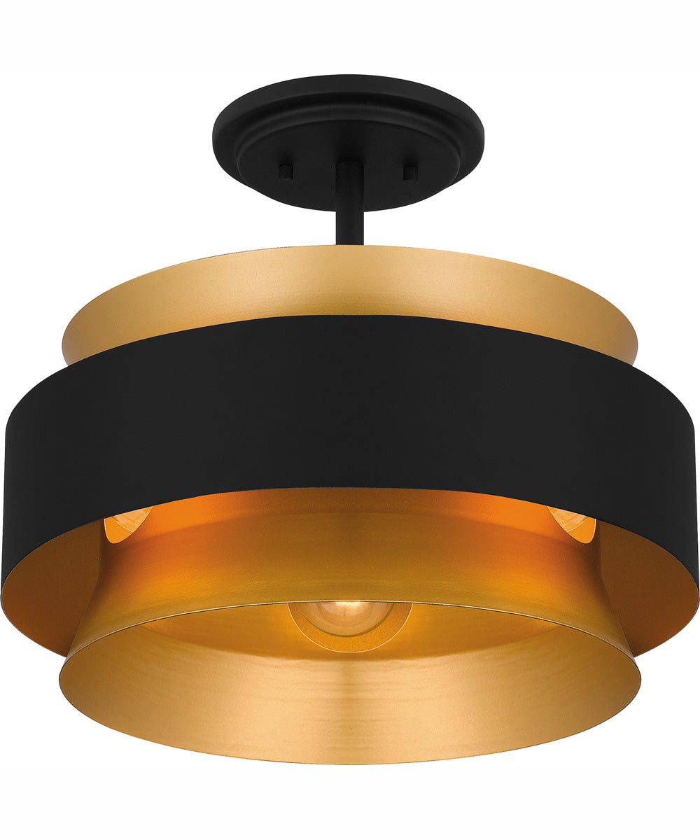 Quoizel Semi-Flush Mount Medium 3-light Semi Flush Mount Earth Black