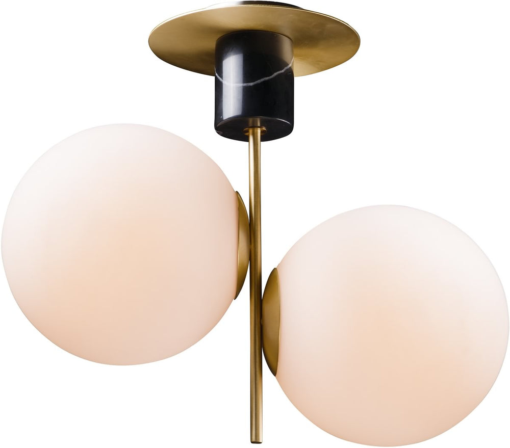 10"W Vesper 2-Light Semi-Flush Satin Brass / Black