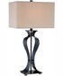 Gada 1-Light Table Lamp Dark Bronze/Light Beige Fabric Shade