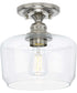 Aiken  1-Light Clear Glass Farmhouse Flush Mount Light Brushed Nickel