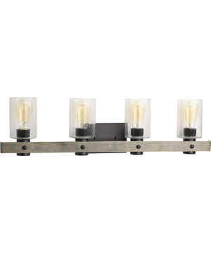 Gulliver 4-Light Clear Seeded Glass Coastal Bath Vanity Light Graphite