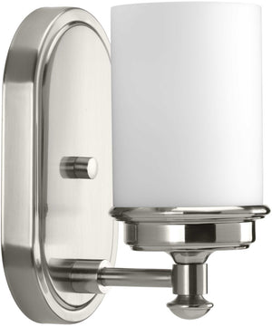 Glide 1-Light Etched Opal Glass Coastal Bath Vanity Light Brushed Nickel