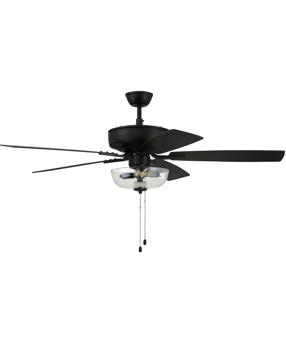 52" Pro Plus 101 Clear Bowl Light Kit 2-Light A - series Ceiling Fan (Blades Included) Flat Black