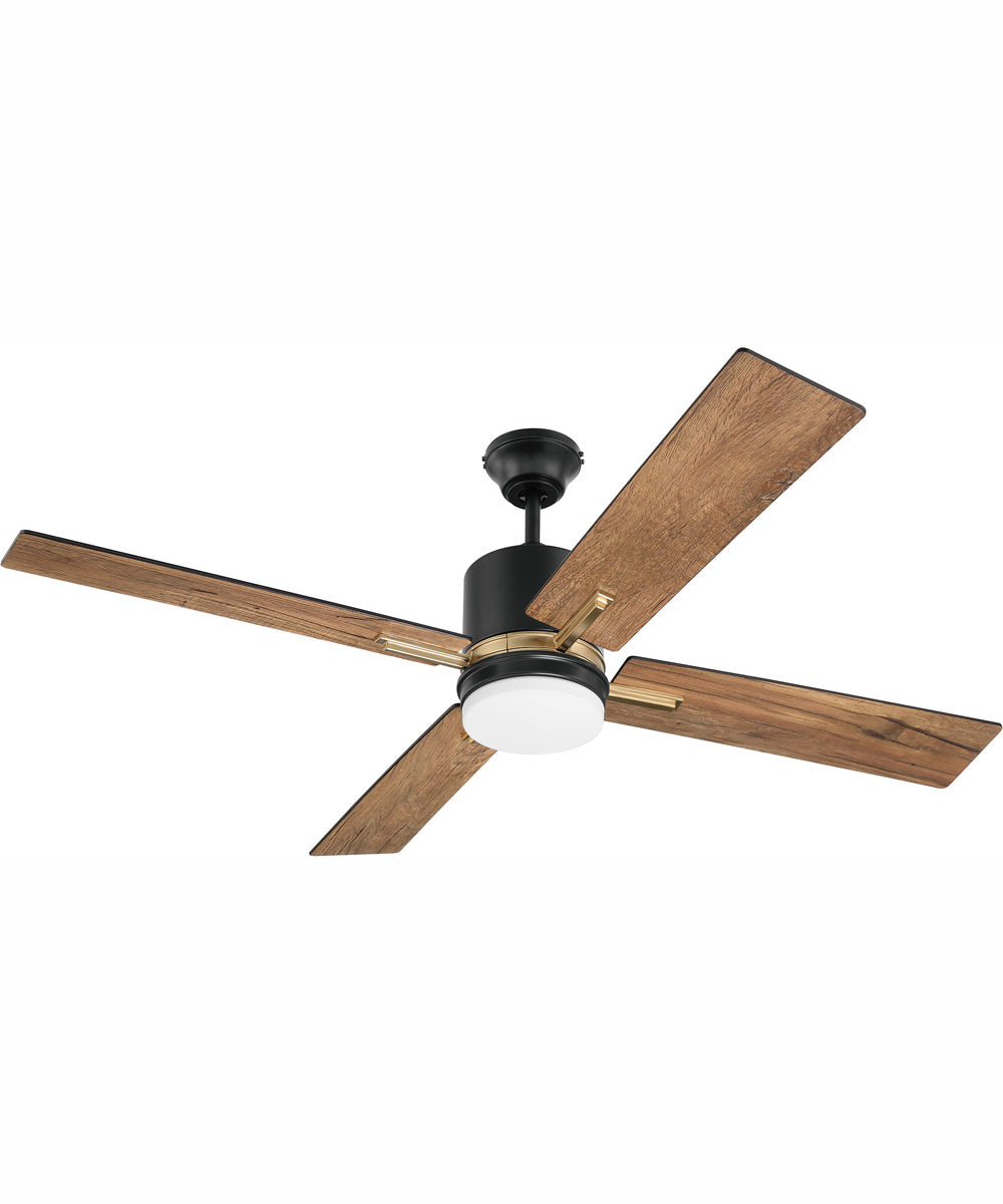 52" Teana 1-Light Ceiling Fan Flat Black/Satin Brass