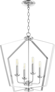 23"W 4-light Entry Foyer Hall Chandelier Chrome