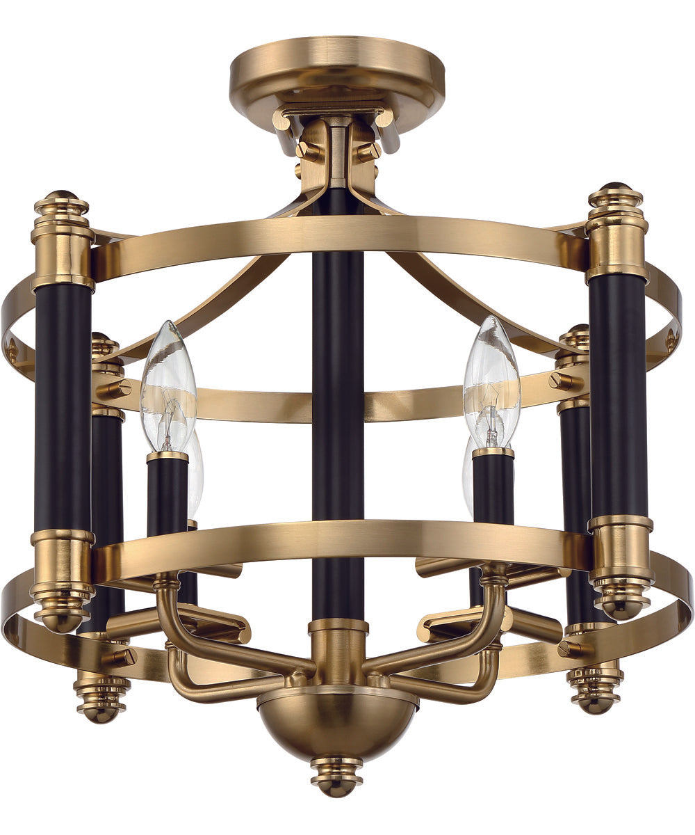 Stanza 4-Light Semi Flush Flat Black/Satin Brass