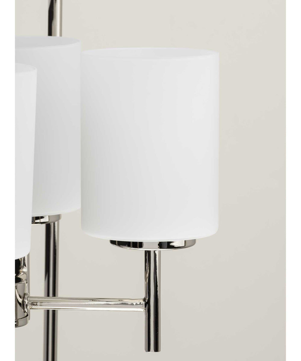 Replay 4-Light Etched White Glass Modern Pendant Light Polished Nickel