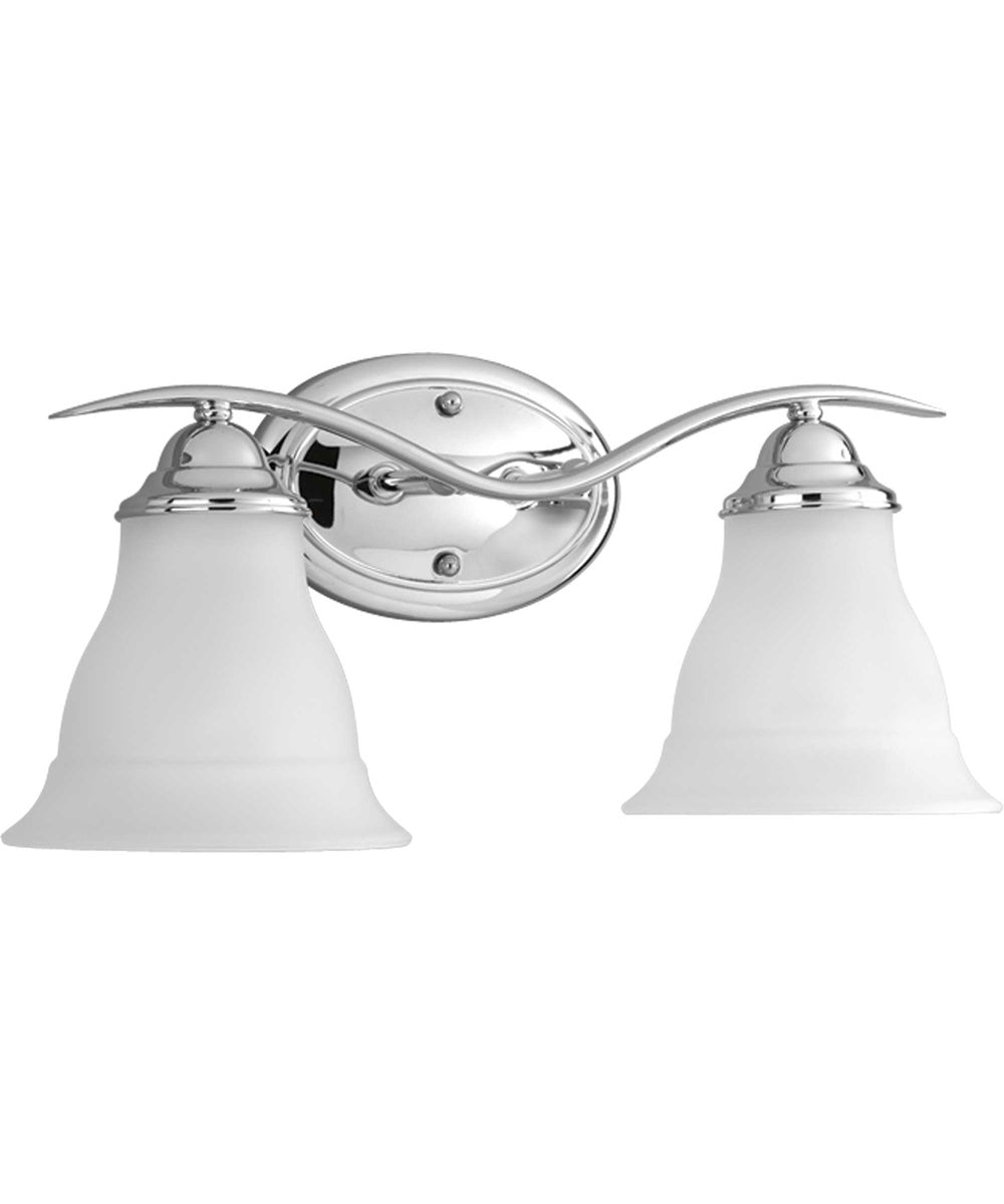 Trinity 2-Light Etched Glass Traditional Bath Vanity Light Polished Chrome