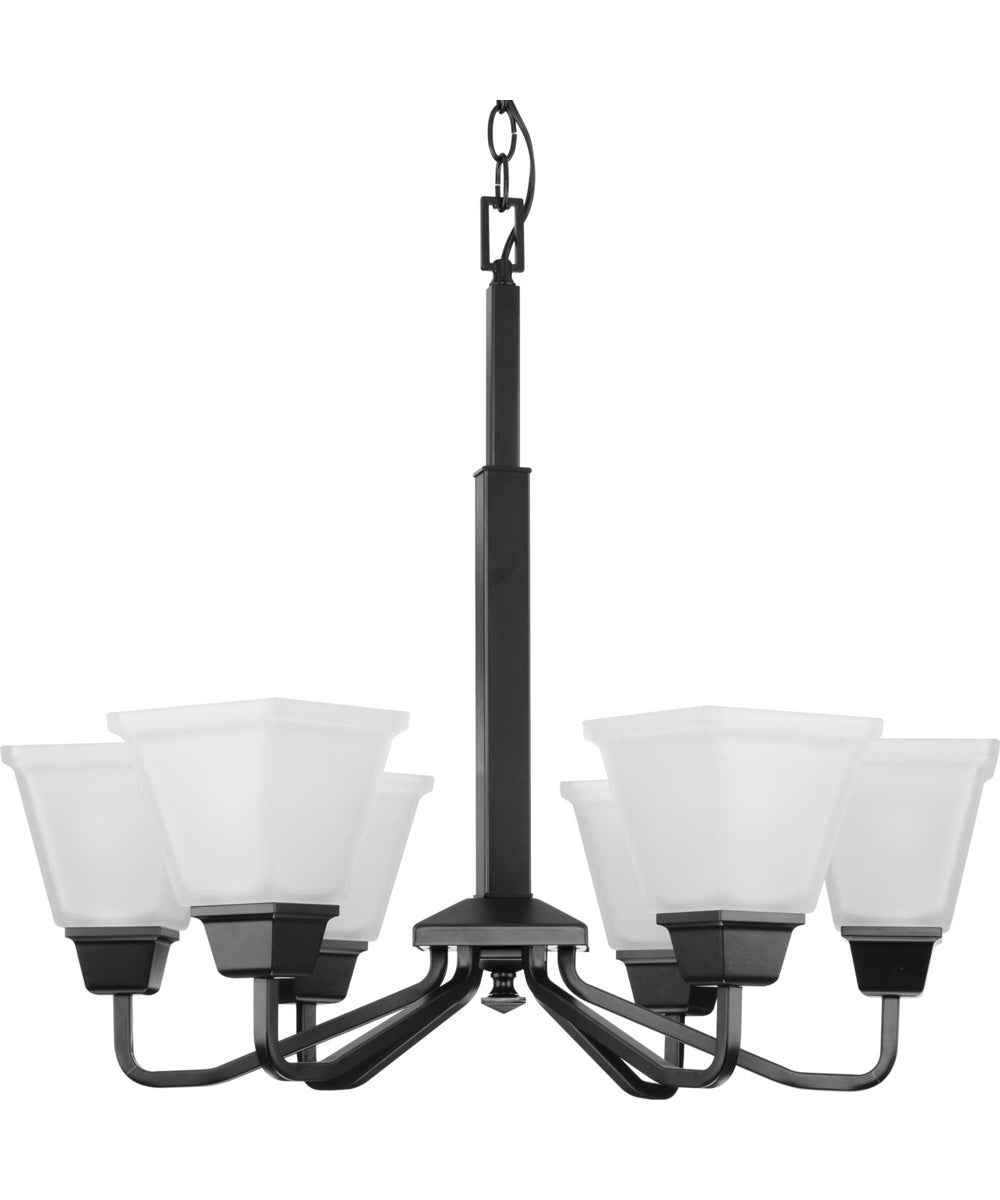 Clifton Heights 6-Light Modern Farmhouse Etched Glass Chandelier Light Matte Black