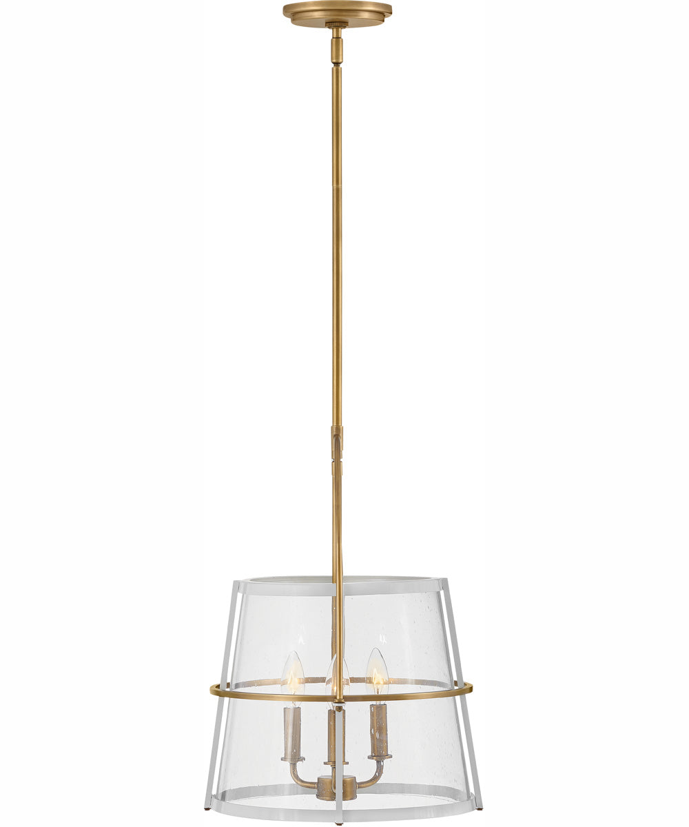 Tournon 3-Light Medium Pendant in Heritage Brass with Polished White Accents