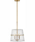 Tournon 3-Light Medium Pendant in Heritage Brass with Polished White Accents