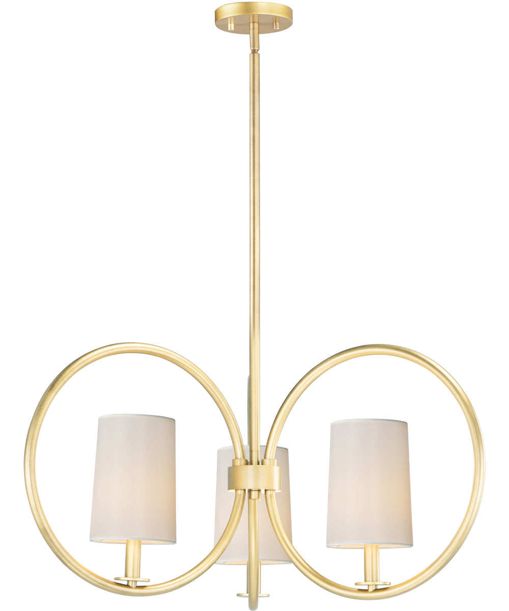 30"W Meridian 3-Light Chandelier Natural Aged Brass