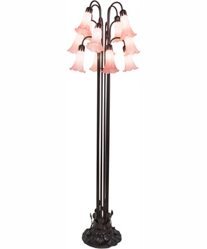 63" High Pink Tiffany Pond Lily 12 Light Floor Lamp
