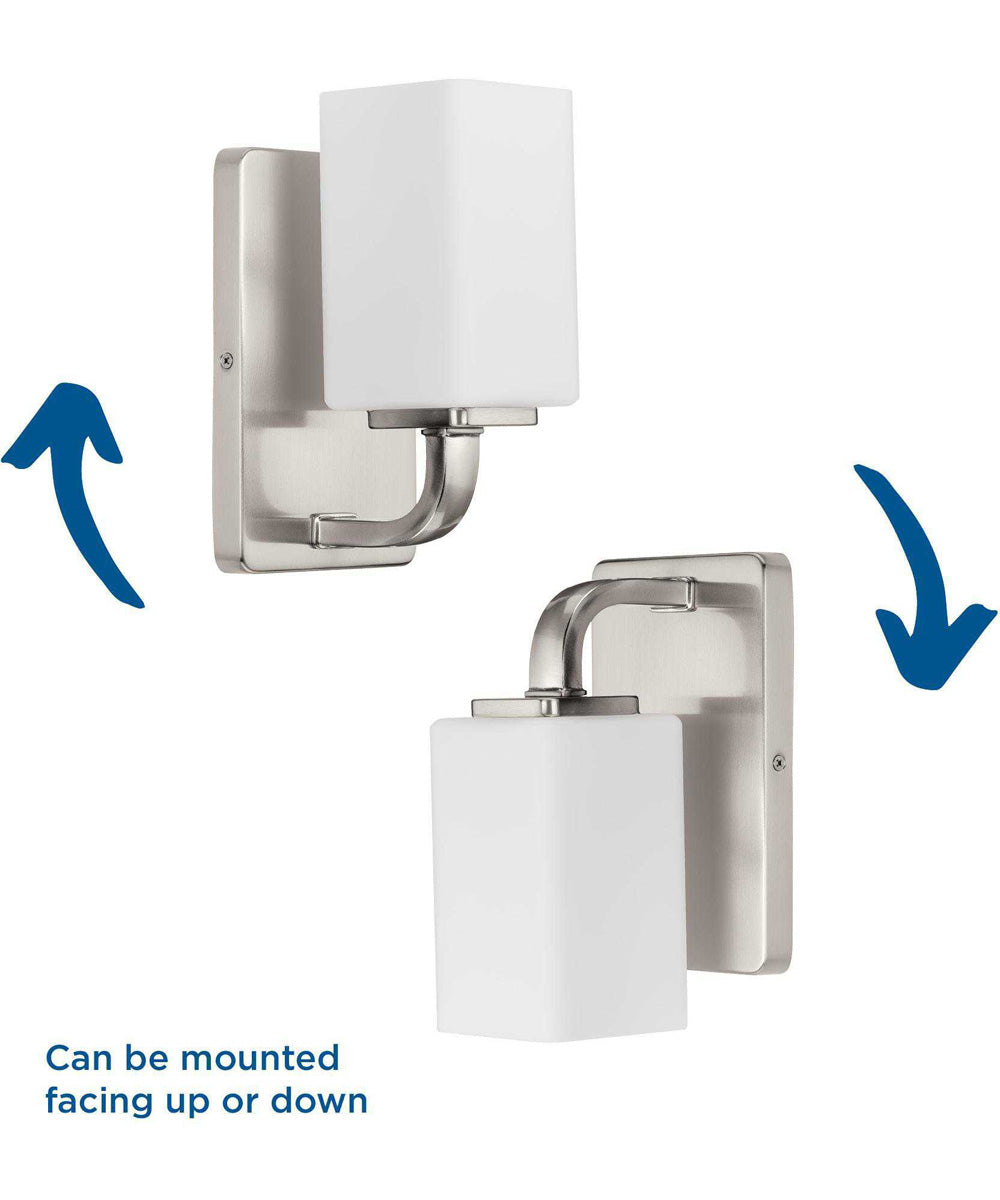 Cowan 1-Light Modern Etched Opal Glass Bath Vanity Light Brushed Nickel