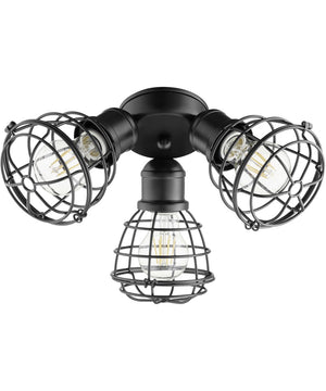 16"W 3-light LED Patio Ceiling Fan Light Kit Noir