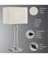 Orleano 2-Light 2 Pack-Table Lamp Brushed Nickel/Fabric Shade With Usb