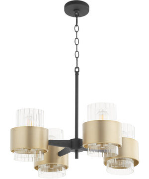 Epsilon 4-light Chandelier Textured Black w/ Aged Brass