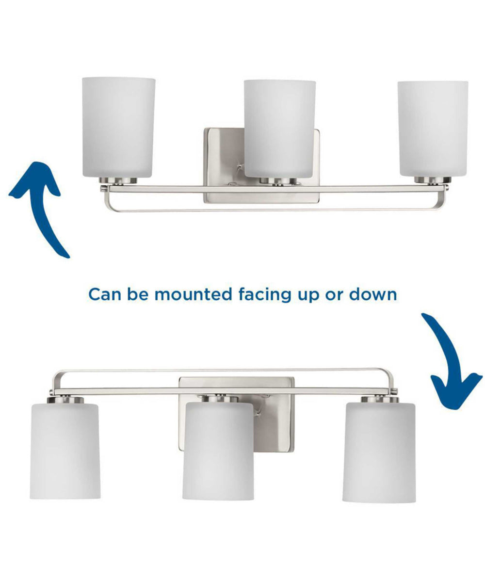 League 3-Light Etched Glass Modern Farmhouse Bath Vanity Light Brushed Nickel