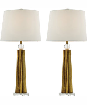 Heather 1-Light 2 Pack-Table Lamp Ant.Gold/White Linen Shade